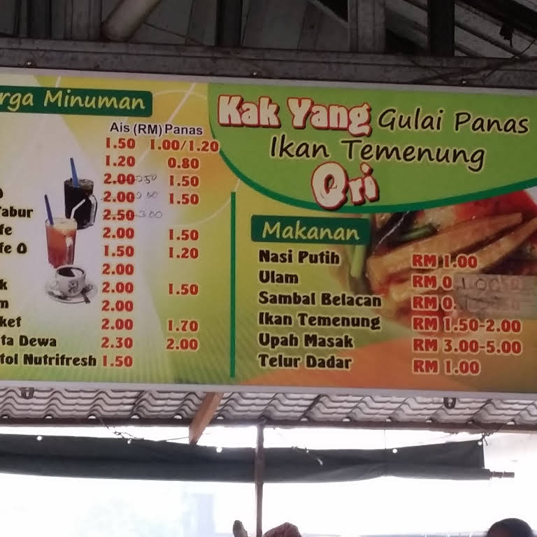 Kak Yang Gulai Temenung Menu Malaysia Prices