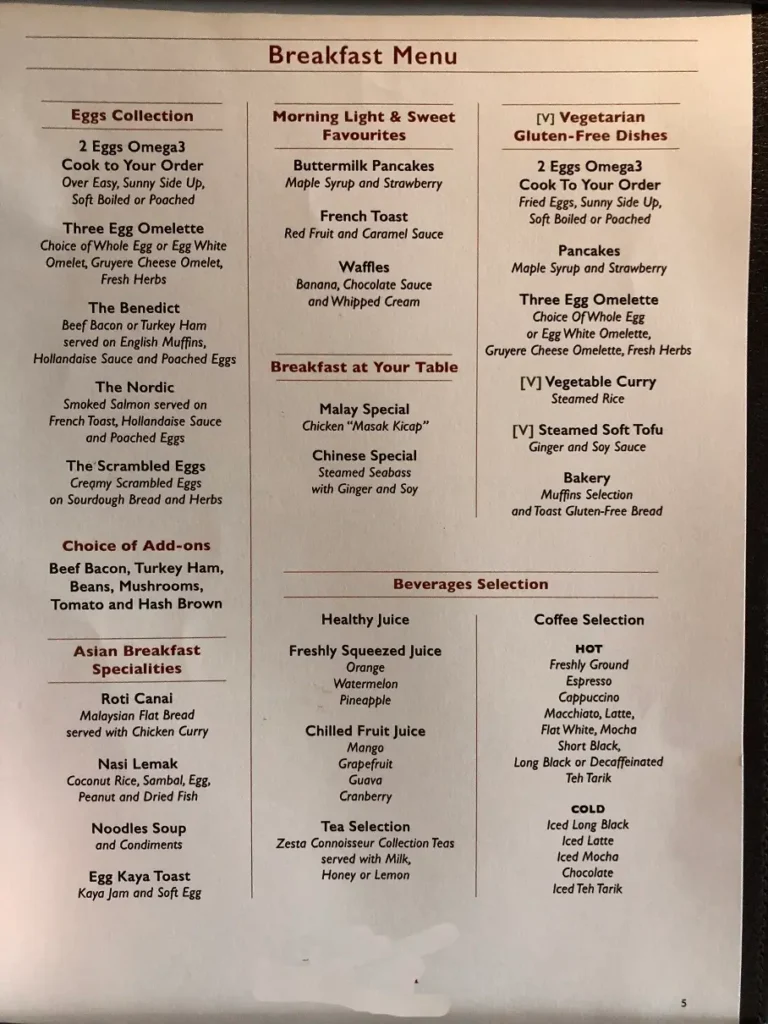 Rasa Sayang Malaysia Menu Prices