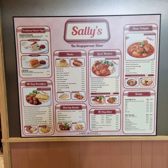 Sally Corner’s Menu Malaysia prices