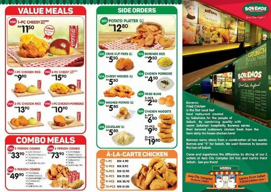 Borenos Fried Chicken Malaysia Menu 