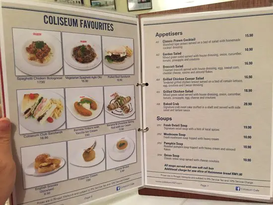 Coliseum Malaysia Menu Prices