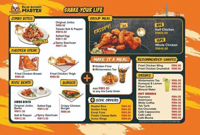 Fried Chicken Master Malaysia Menu