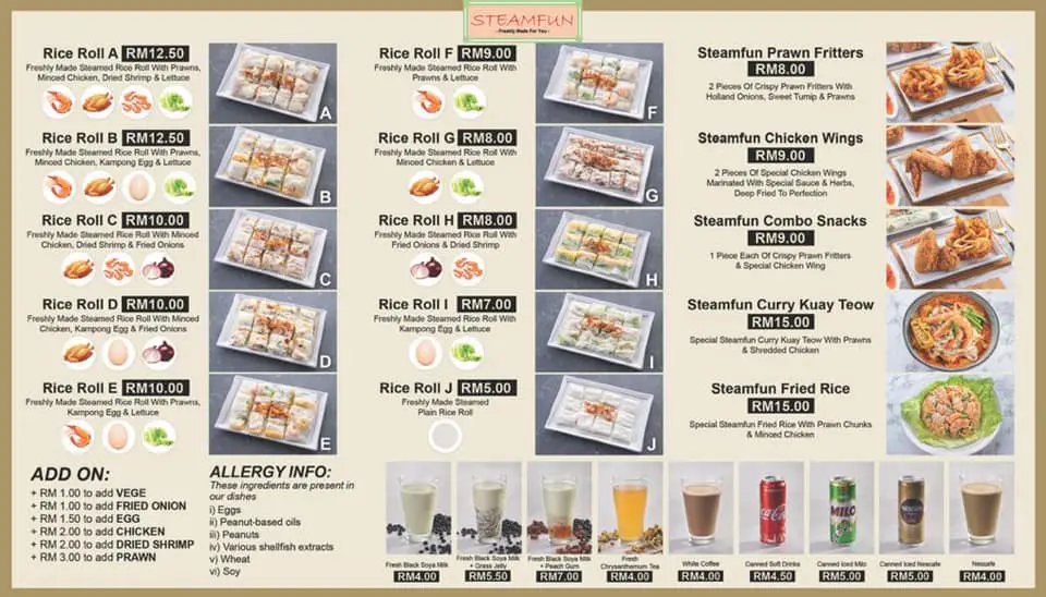 Steamfun Malaysia Menu Prices