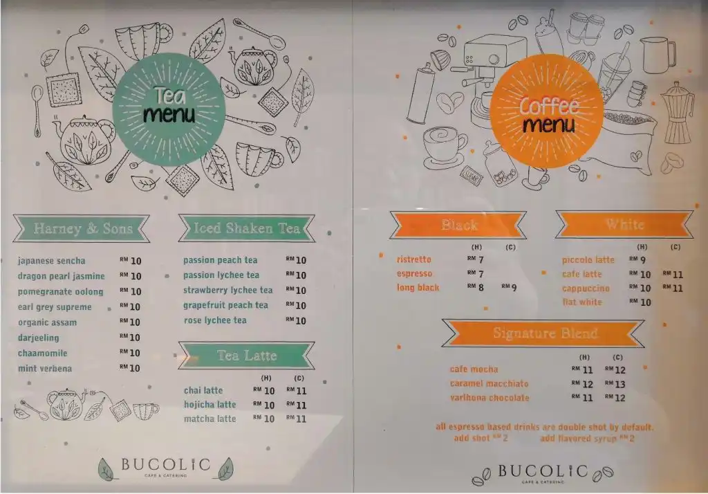 Bucolic Cafe Malaysia Menu