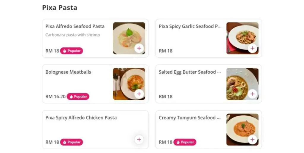 Pixa Cafe Malaysia Menu Prices