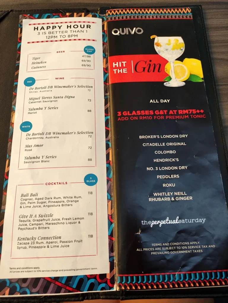 Quivo Malaysia menu