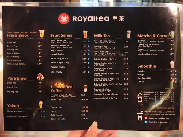 Royaltea Malaysia Menu Prices