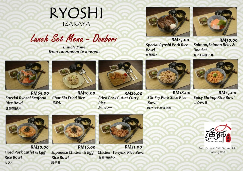 Ryoshi Izakaya Menu Malaysia  Prices Updated 2024