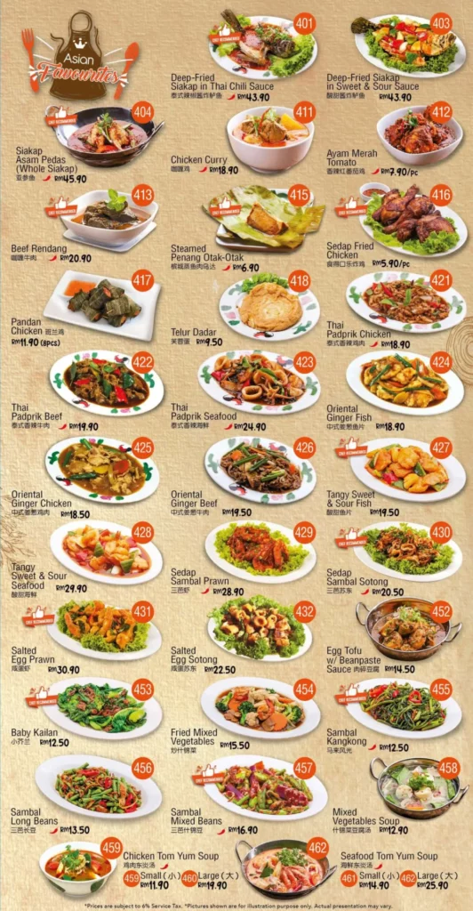 SEDAP CORNER ASIAN FARE PRICES