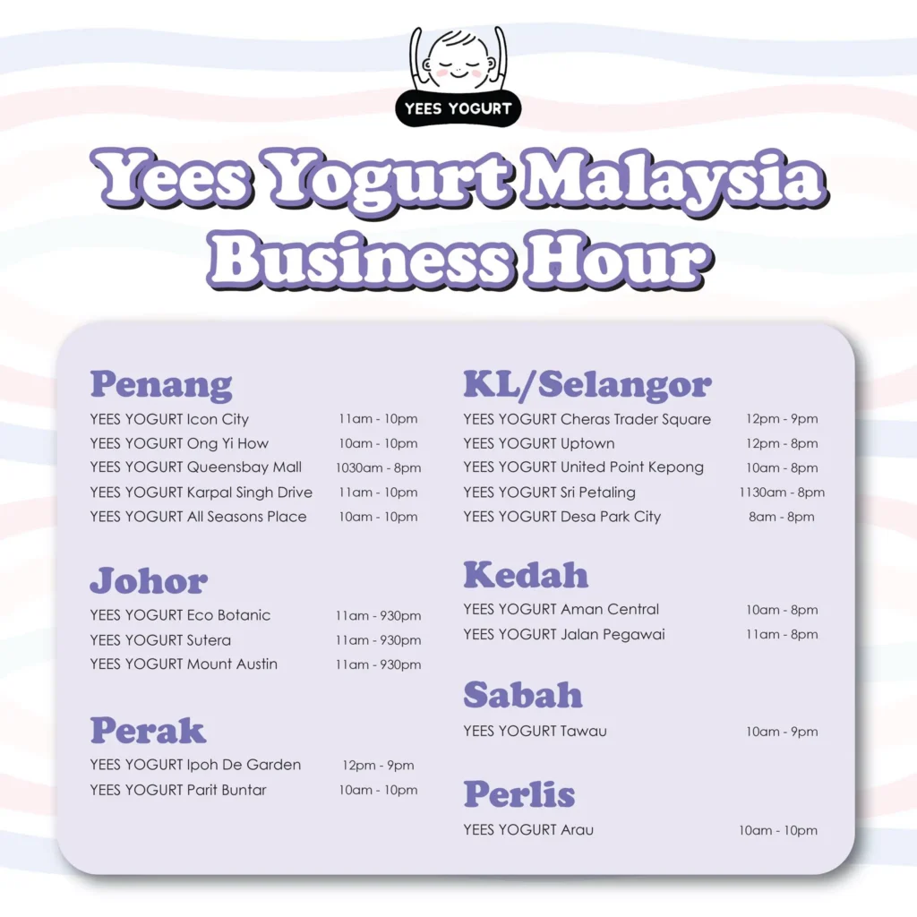 YEES Yogurt Malaysia Menu Prices 