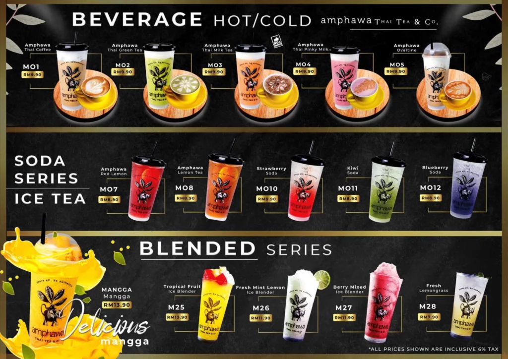 AMPHAWA THAI TEA & CO. BEVERAGES PRICES