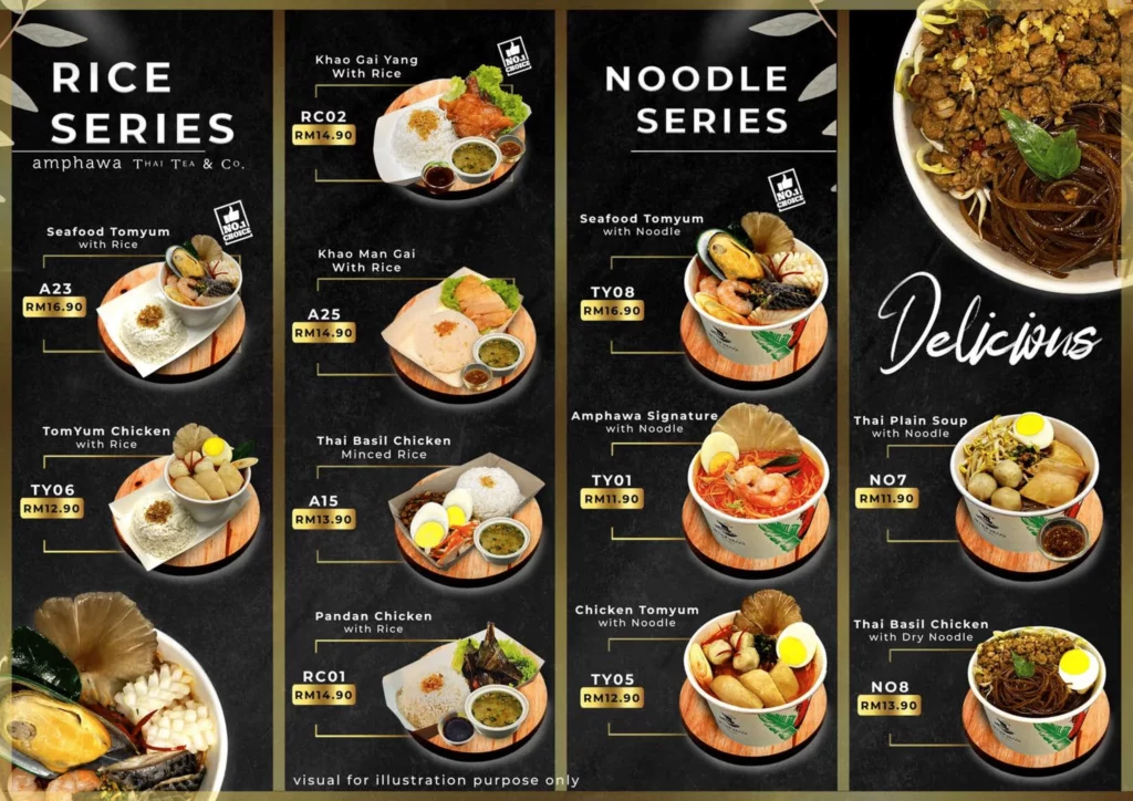 AMPHAWA THAI TEA MENU NOODLE SERIES PRICES