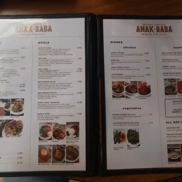 ANAK BABA BREAKFAST MENU WITH PRICES