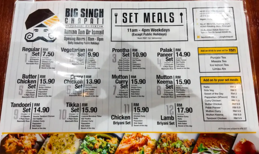 Big Singh Chapati Malaysia Menu Prices Updated february 2024