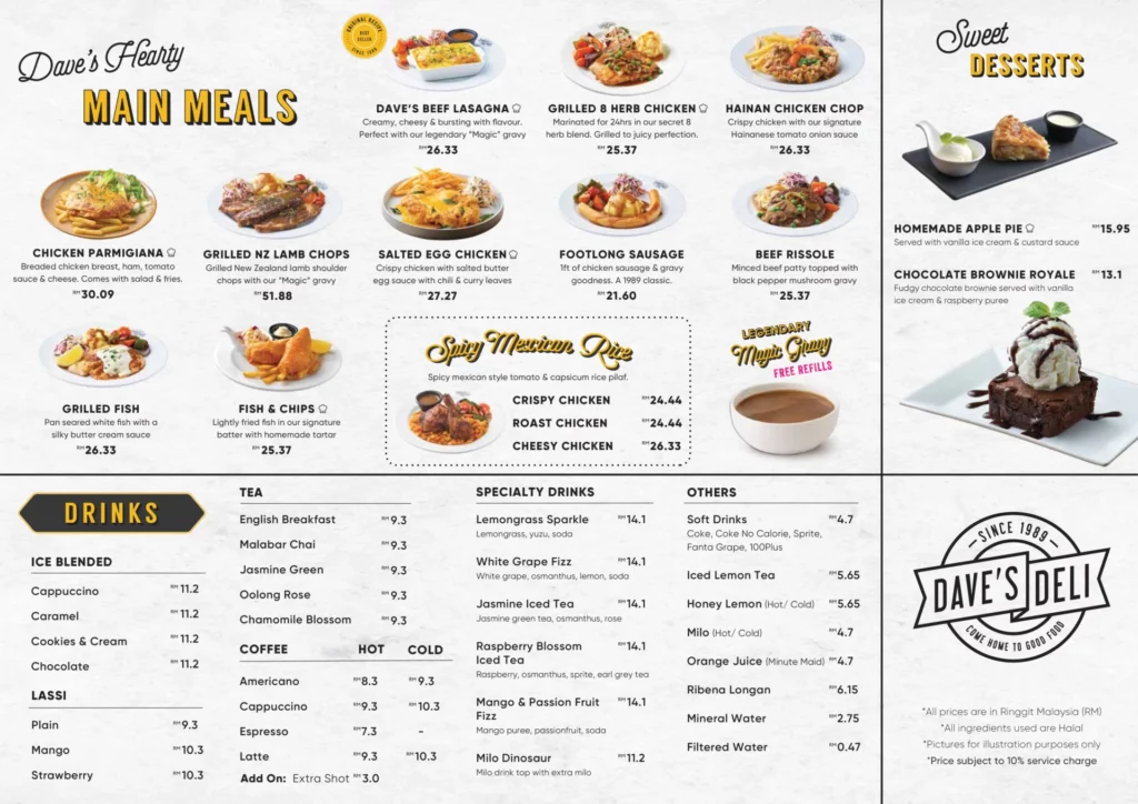 DAVE’S DELI GRILLED SANDWICHES PRICES