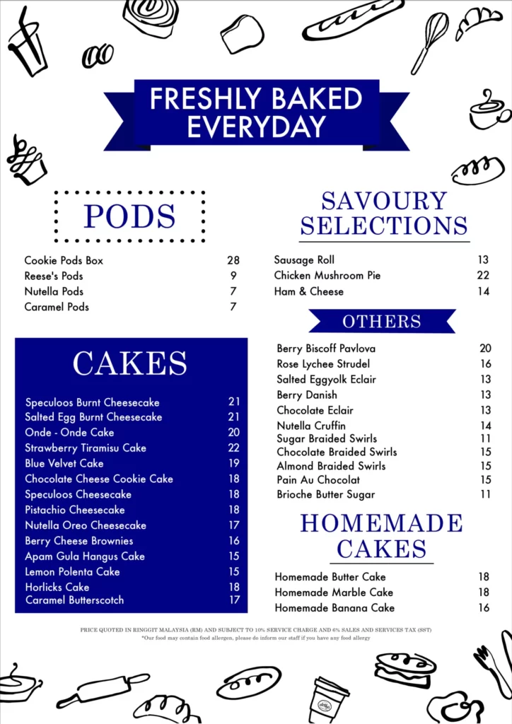 DOTTY’S PODS MENU PRICES