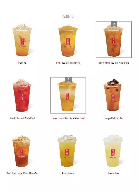 GONG CHA HEALTH TEA PRICES