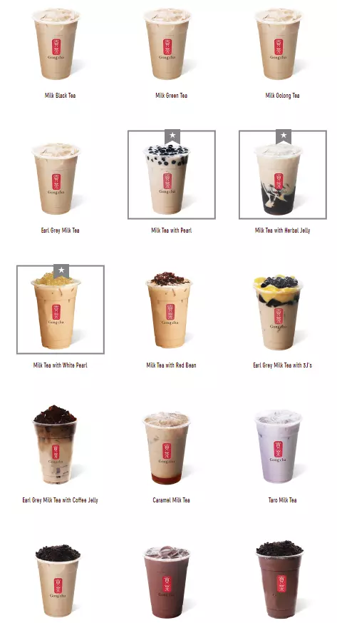 GONG CHA MENU MILK TEA PRICES