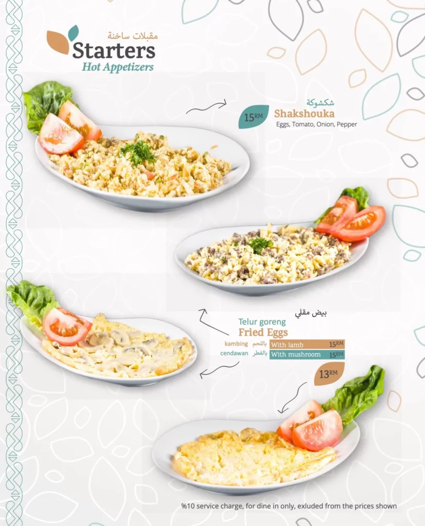 HALAB PENANG STARTERS HOT APPETIZERS MENU WITH PRICES