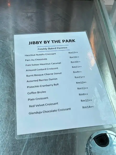 Jibby By The Park Malaysia Menu Prices updated 2024