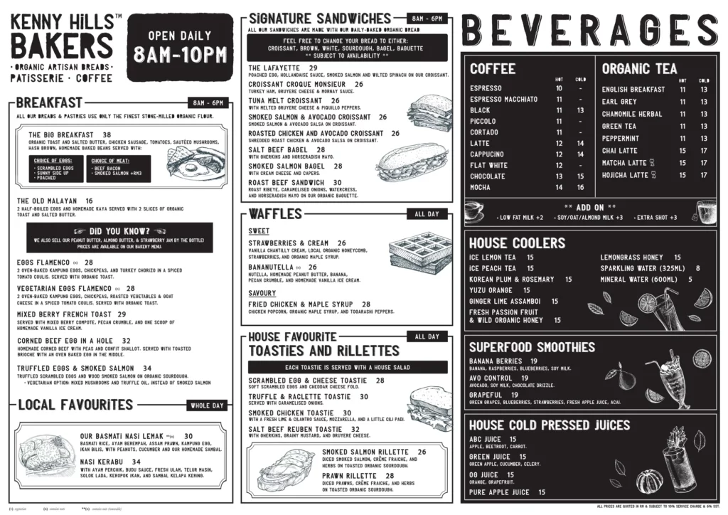 KENNY HILLS BAKERS SIGNATURE SANDWICHES PRICES