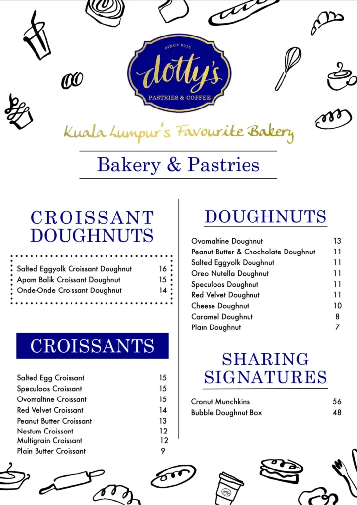 MENU DOTTY’S DOUGHNUT PRICES