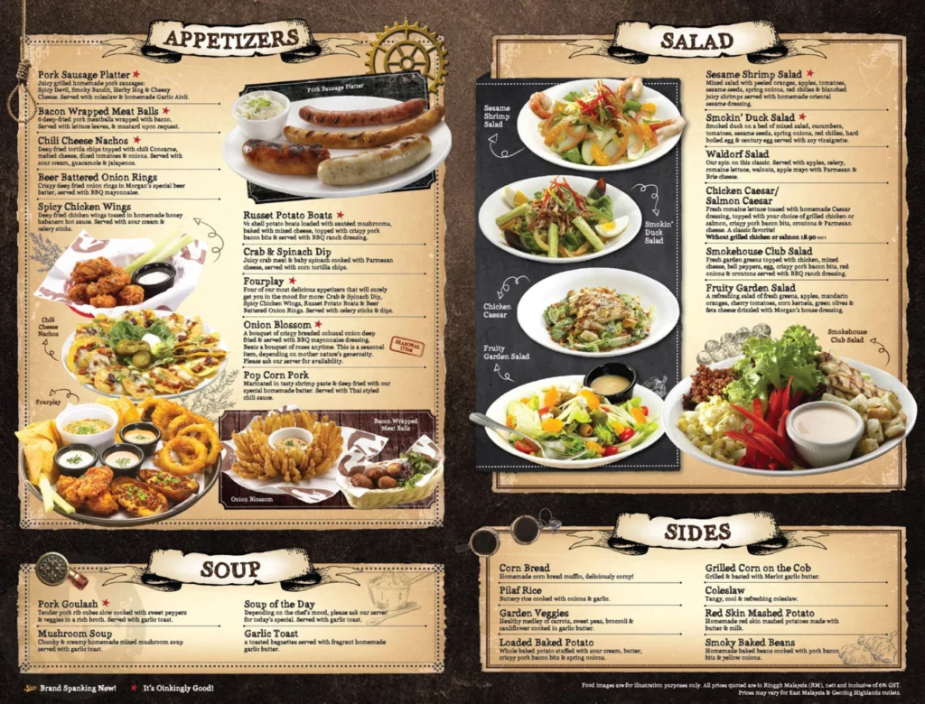 MENU MORGANFIELD’S SALADS PRICES