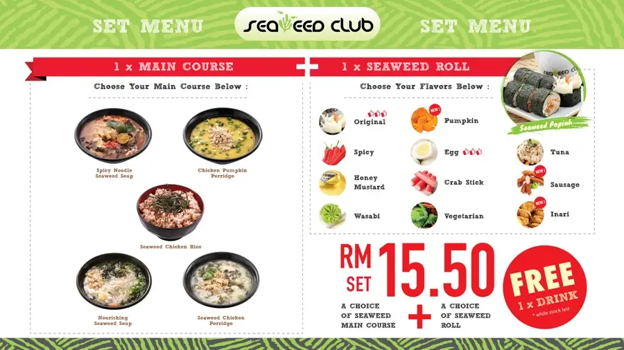 Seaweed Club Malaysia Menu Prices 
