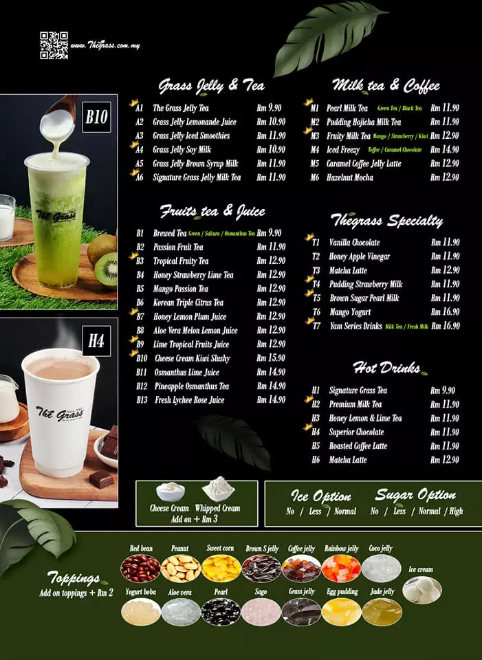 MENU THE GRASS SNACKS PRICES