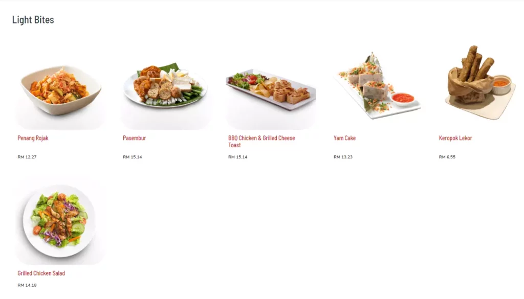 SEPIRING LIGHT BITES MENU PRICES