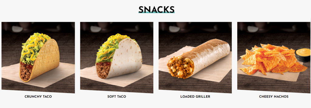 TACO BELL SNACKS PRICES