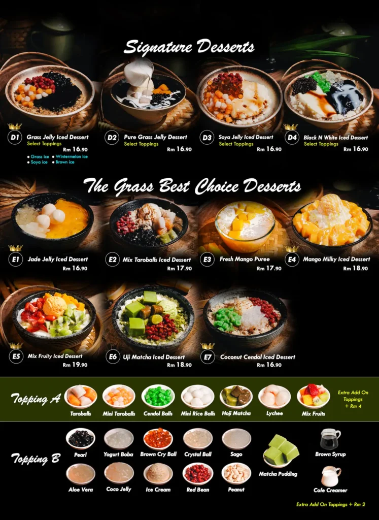 The Grass Malaysia Menu Prices