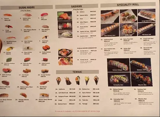 Burger & Sushi Malaysia Menu Prices 