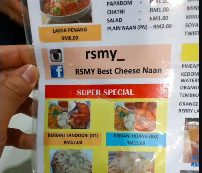 RSMY MALAYSIA MENU PRICES