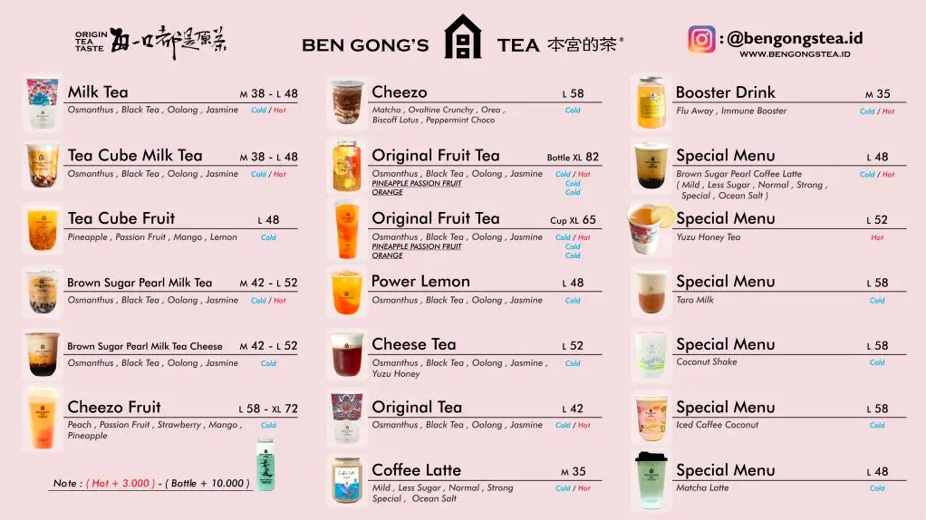 Ben Gong’s Tea Malaysia Menu Prices 